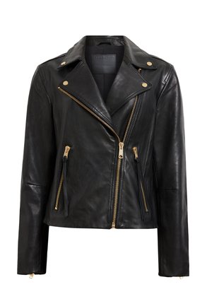 AllSaints DALBY BIKER - Leather jacket - black gold