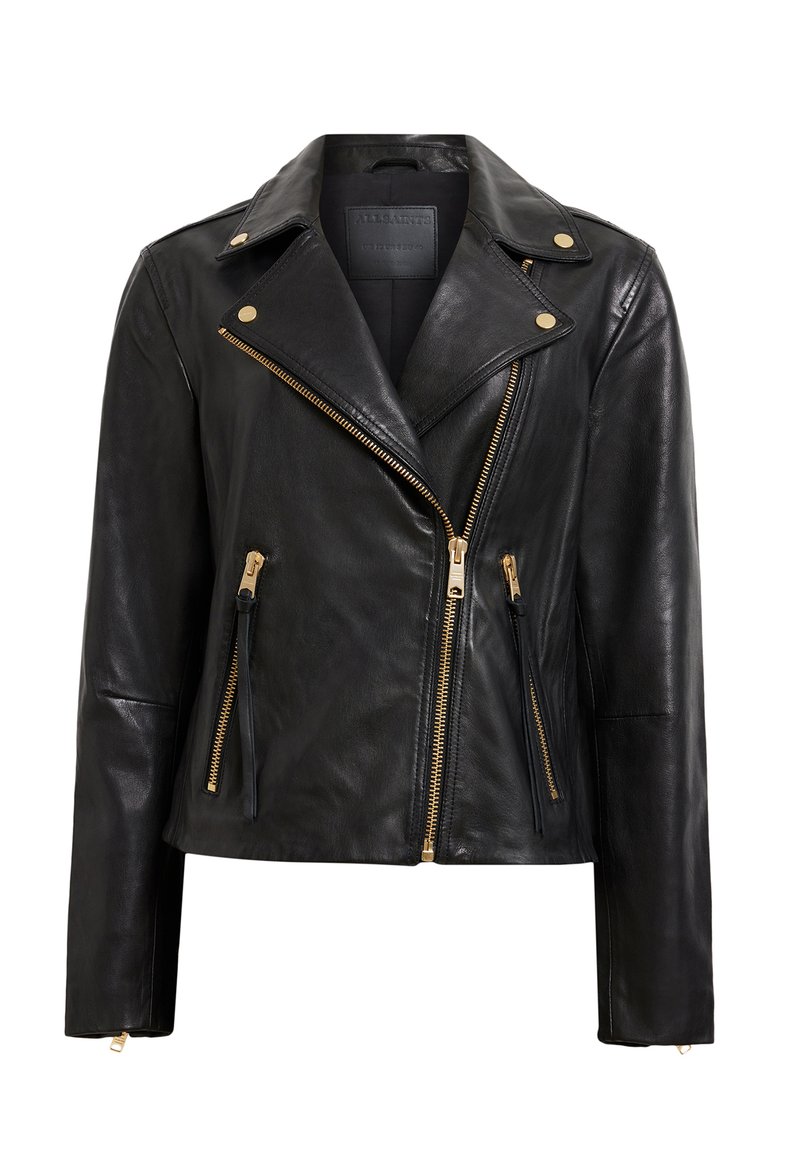 AllSaints DALBY BIKER - Chaqueta de cuero - black gold/negro - Zalando.es
