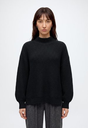 VILA, VIREIA HIGHNECK L/S KNIT TOP/VOL/SPI - Пуловер - black beauty