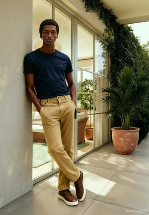 Tommy Hilfiger CORE STRETCH SLIM NECK TEE - Paprasti marškinėliai - desert sky