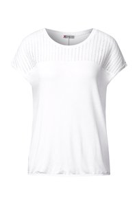 Street One MIT SPITZENDETAILS - T-shirt con stampa - weiß