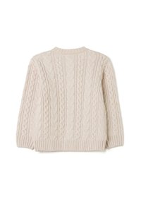 Strickpullover in hellem Beige. Mit rundem Ausschnitt, langen Ärmeln und geripptem Saum. Weiche Textur mit aufwendigen Stickmustern.