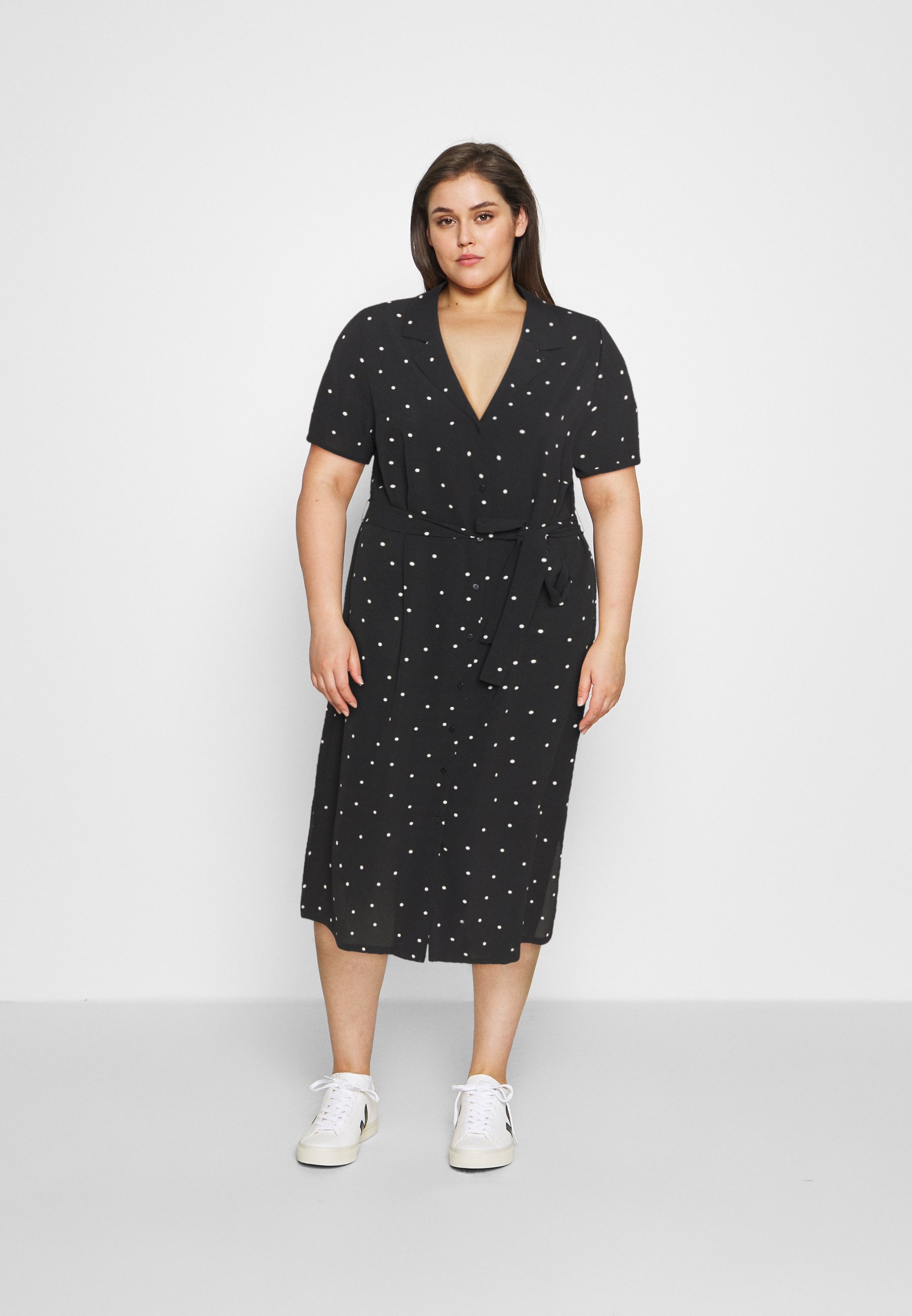 ONLY Carmakoma CARLUXMILA CALF SHIRT DRESS - Vestido informal -  black/white/negro - Zalando.es