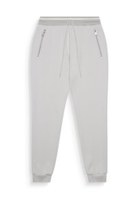 Lichtgrijze joggingbroek met elastische tailleband, trekkoord, ritszakken aan de zijkant en gestroomlijnde enkels.