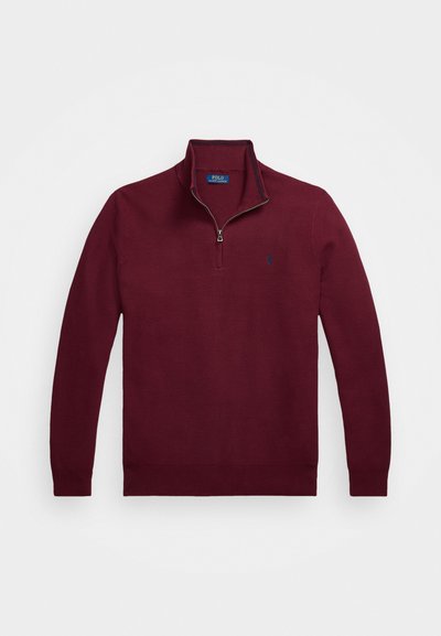 Polo Ralph Lauren Big & Tall MESH-KNIT COTTON QUARTER-ZIP SWEATER - Πουλόβερ - damson red