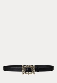 DECORATIVE-BUCKLE LEATHER BELT - Vöö - black