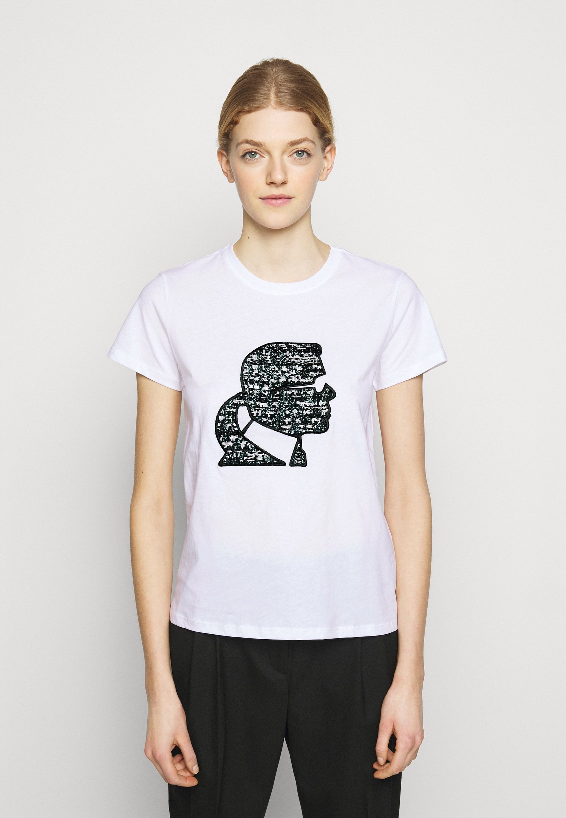 KARL LAGERFELD SPARKLE PROFILE - T-Shirt print - white/weiß