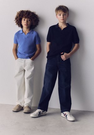 THE SET, REGULAR FIT-2 PACK SHORT SLEEVE TEXTURED TROPHY NECK - Polo - blue navy