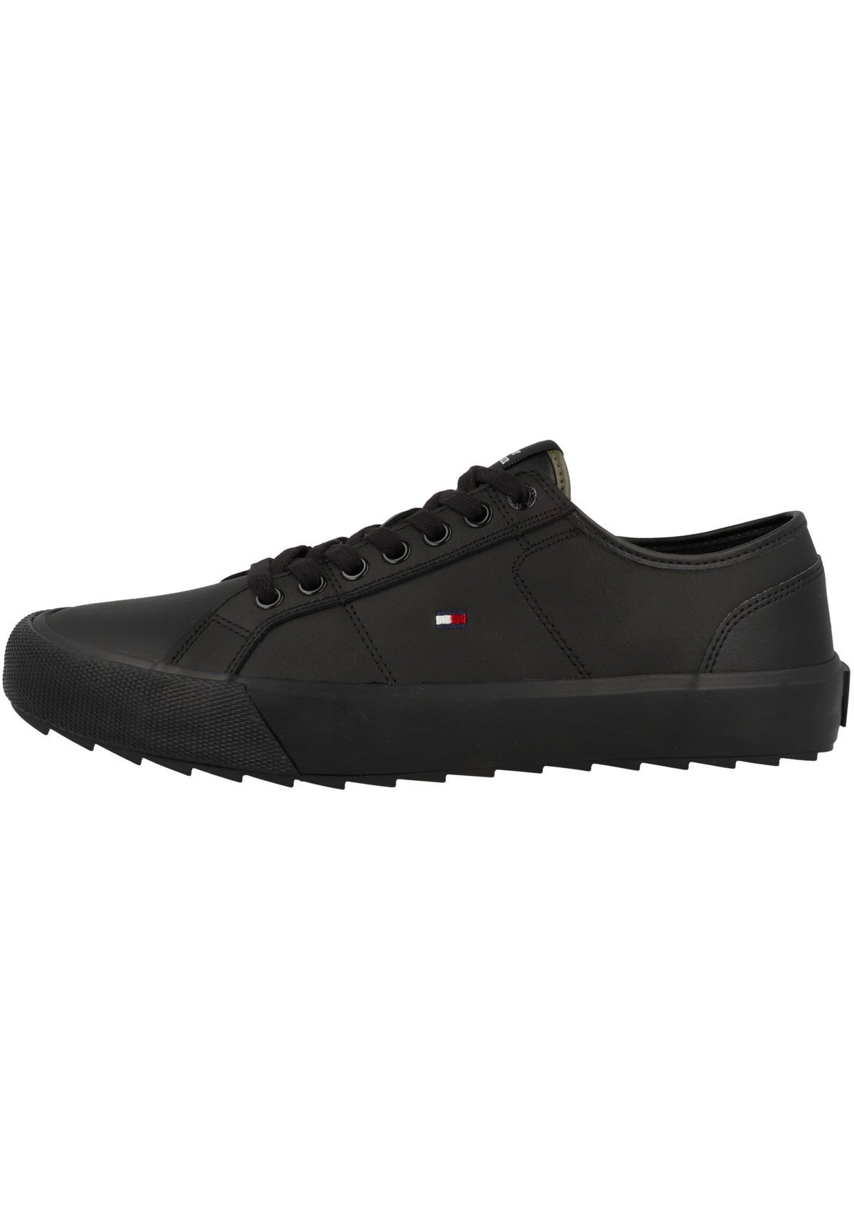 tommy badge vulcanised leather trainers