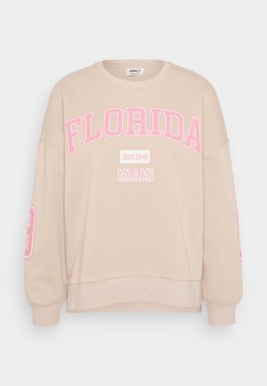 Bežna dukserica z ohlapnim krojem, okroglim izrezom in roza grafičnim napisom "FLORIDA EST. 1845 MIAMI" spredaj in na rokavu.