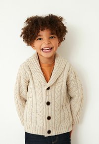 Next SHAWL COLLAR CABLE CARDIGAN - Kardigán - ecru cream