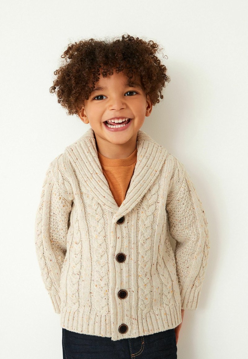 Next - SHAWL COLLAR CABLE CARDIGAN - Kardiganas - ecru cream, Padidinti