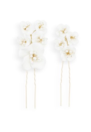 HAIRPIN WITH FLOWERS, BEADS AND STONES 2 PACK - Haar-Styling-Accessoires - offwhite lightgold