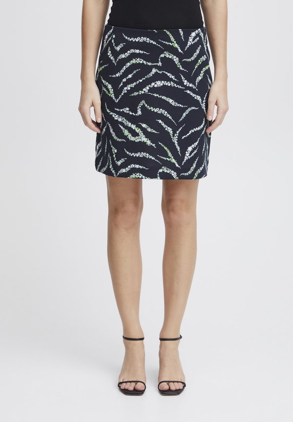 IHKate - A-line skirt - total eclipse zebra flower aop