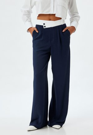 WIDE LEG - Trousers - dark blue