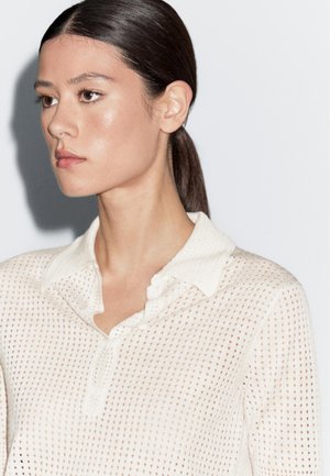 Massimo Dutti POLO COLLAR WITH SHORT SLEEVES - Polotričko - WHITE
