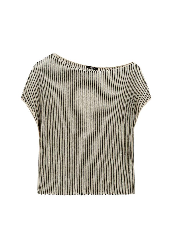 PLEATED WITH FLECKED DETAIL  - Print T-shirt - beige