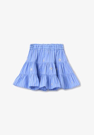 OVS TIERED WITH STRIPE PATTERN AND SEQUINS - Falda acampanada - light blue