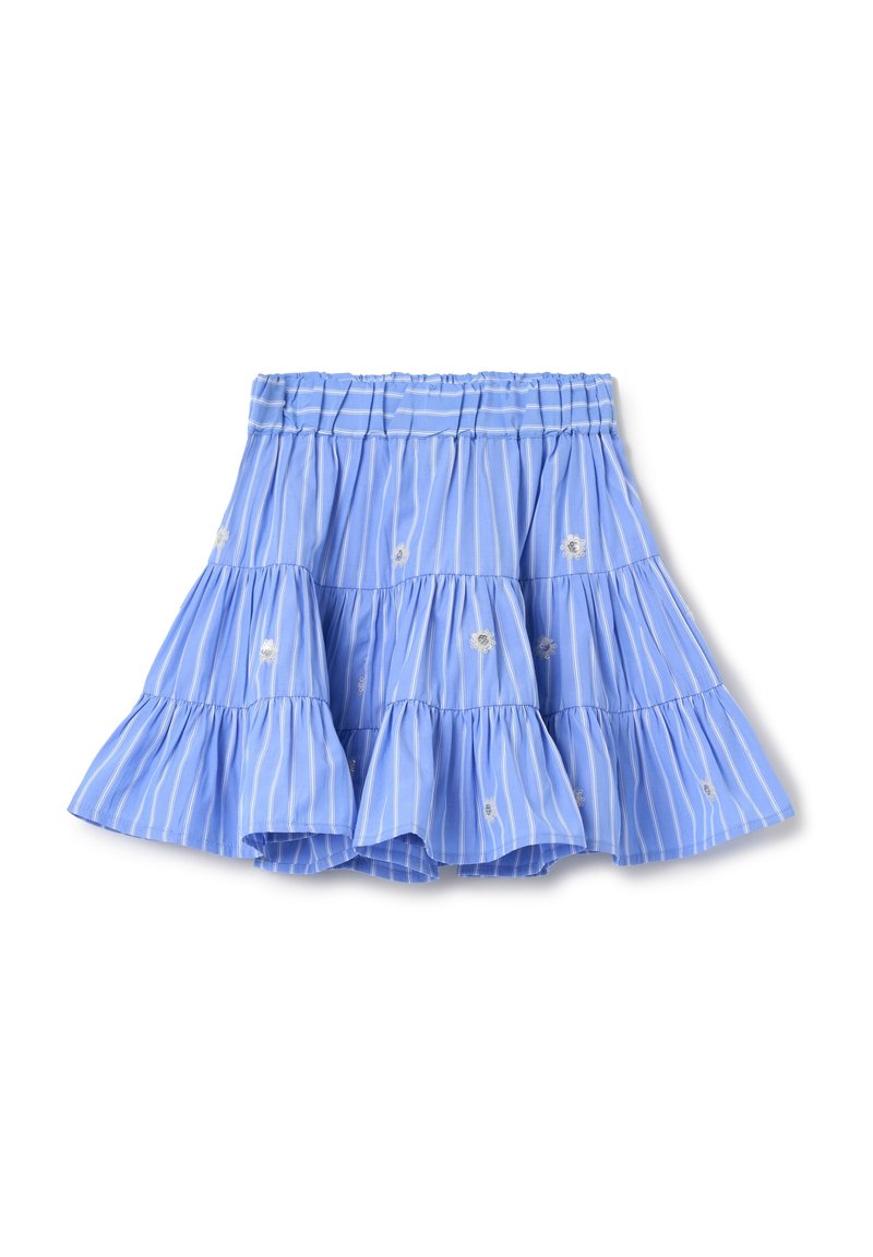 OVS TIERED WITH STRIPE PATTERN AND SEQUINS - Falda acampanada - light blue