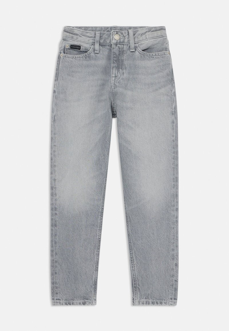 Ljusgrå denimjeans med rak skärning, med en klassisk femfickdesign, knäppning och subtilt blekt mönster.