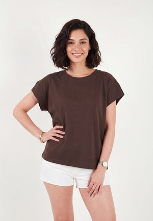Lela & Buratti, LELA & BURATTI T SHIRT REGULAR FIT - Základné tričko - dark brown
