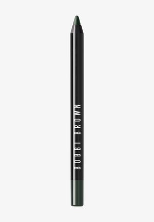 Bobbi Brown green eyeliner pencil with a black body, featuring white text. It has a pointed tip for precise application and a smooth texture.