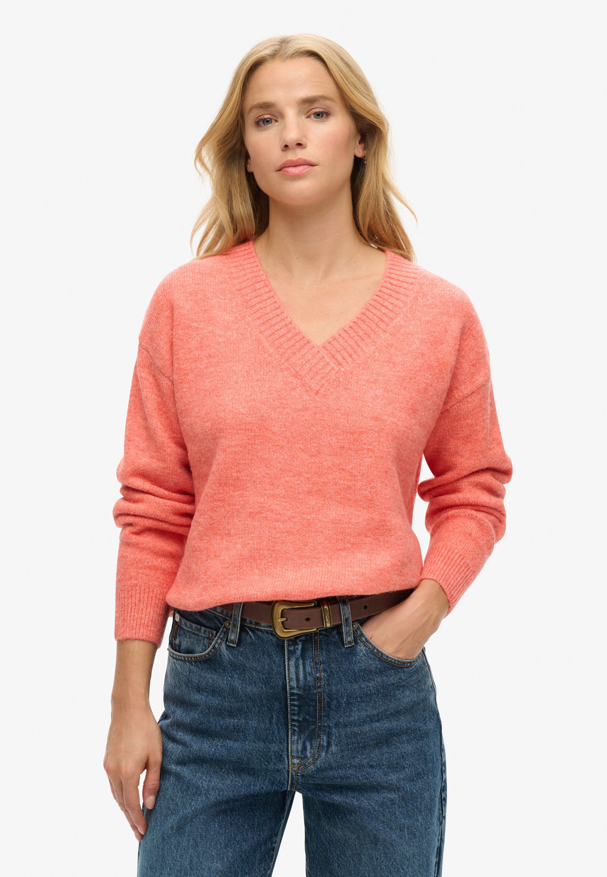 Pull Superdry Coldshoulder Orange Motif Troué - Taille 36, Neuf Avec étiquettes, Style Décontracté