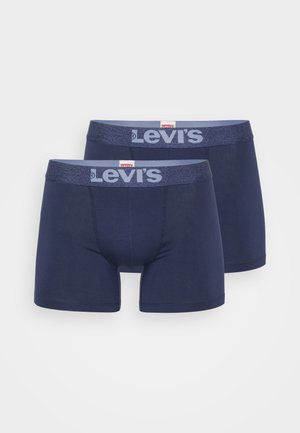 Tamsiai mėlyni medvilniniai bokso šortai su elastingu juosmeniu, kuriame pavaizduotas šviesiai mėlynas Levi's logotipas; prigludęs dizainas su lygaus paviršiaus tekstūra. Į komplektą įeina dvi poros.