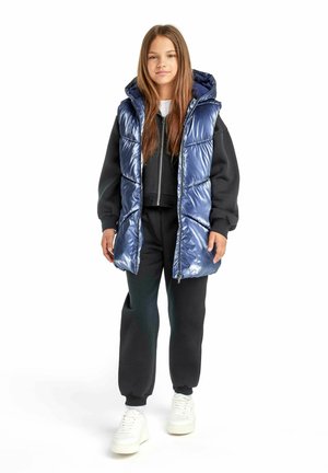 LONG PUFFER WITH HOOD - Waistcoat - royal blue