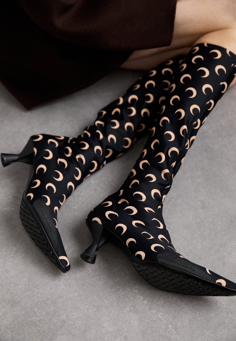 MARINE SERRE MOON PRINTED KNEE HIGH BOOTS - Stiefel - tan