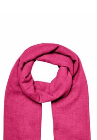Sciarpa fucsia realizzata in tessuto morbido, con una texture liscia e un design semplice a anello per uno stile versatile e caldo.