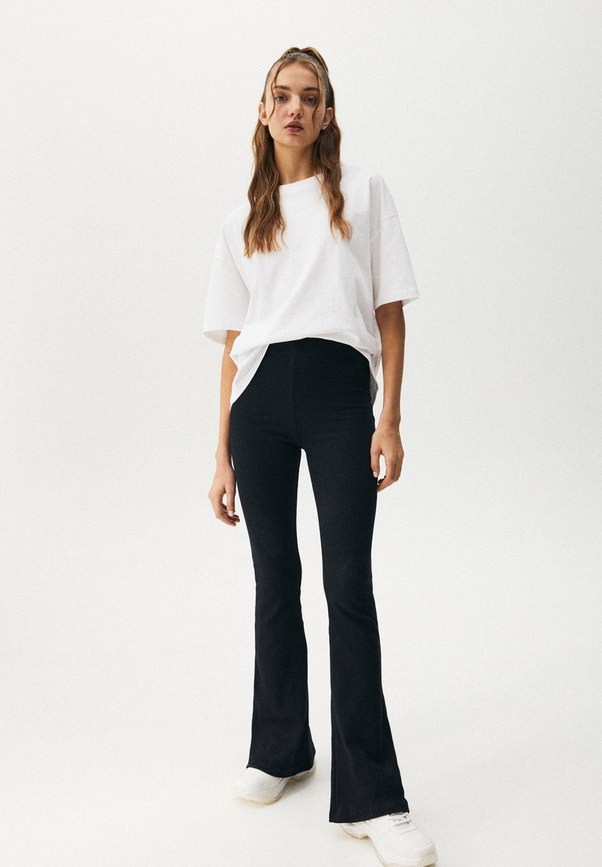 PULL\u0026BEAR Stretch bell bottom trousers - Pantaloni - black/nero - Zalando.it