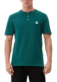s.Oliver MIT HENLEY-AUSSCHNITT - Jednoduché tričko - tannengrün