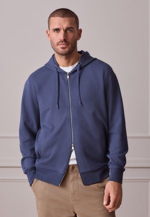 Next, REGULAR FIT -  HOODIE - Sweater met rits - steel blue