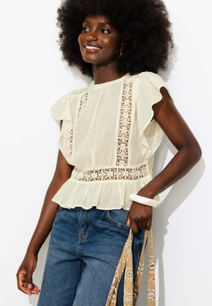 Promod, BLOUSE EN COTONNADE & GUIPURES - Blouse - ecru