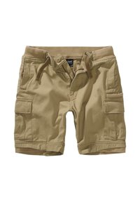 Khakifargede cargoshorts med snor i livet, to sidelommer og to cargolommer. Laget av lett bomullsmateriale.