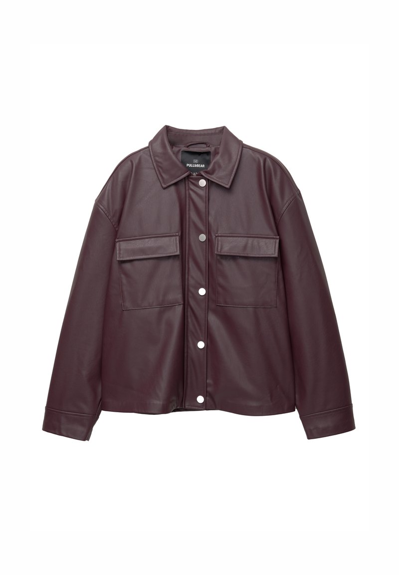PULL&BEAR Imitatieleren jas donkerrood PULL&BEAR Imitatieleren jas donkerrood