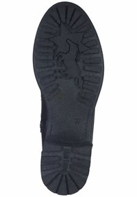 Suola di scarpa in gomma nera con un design a stella e cavallo, dotata di pattern di presa testurizzati e taglia contrassegnata come 37.