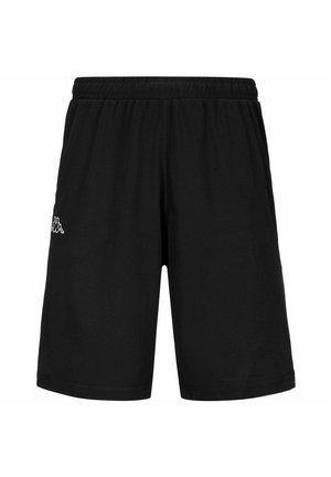 Shorts neri in cotone con vita elasticizzata, dotati di un piccolo logo bianco sul lato sinistro. Tessuto liscio e design fino al ginocchio.