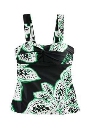 WIDE STRAP TUMMY CONTROL - Bikini augšdaļa - black green leaf print