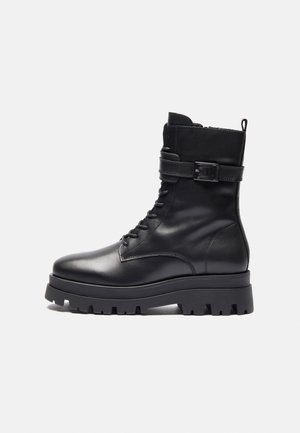 LEATHER - Bottines à plateau - black