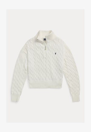 Polo Ralph Lauren CABLE-KNIT COTTON QUARTER-ZIP SWEATER - Džemper - white
