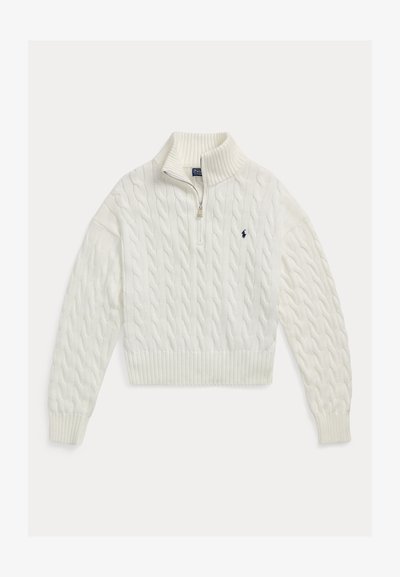 Polo Ralph Lauren CABLE-KNIT COTTON QUARTER-ZIP SWEATER - Πουλόβερ - white