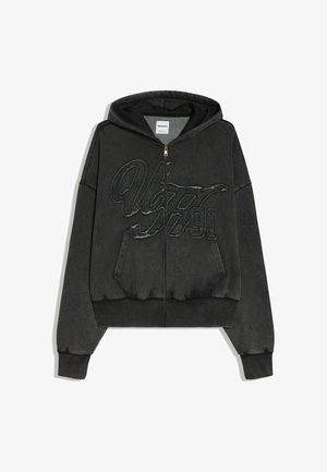 Bershka, EMBROIDERED JACKET. - Sweat zippé - dark grey