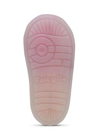 Suola in gomma rosa con motivi e scanalature testurizzati. Presenta la scritta "Falcotto" impressa nella parte centrale. Forma arrotondata sulla punta.