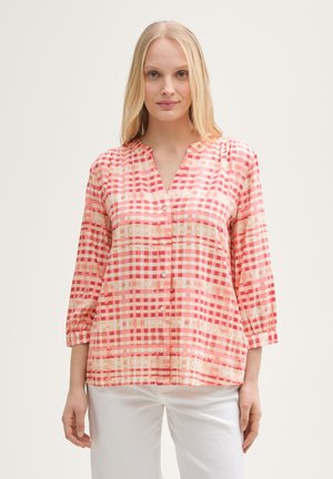 PRINTED WITH PLEATS - Blúz - berry red check design