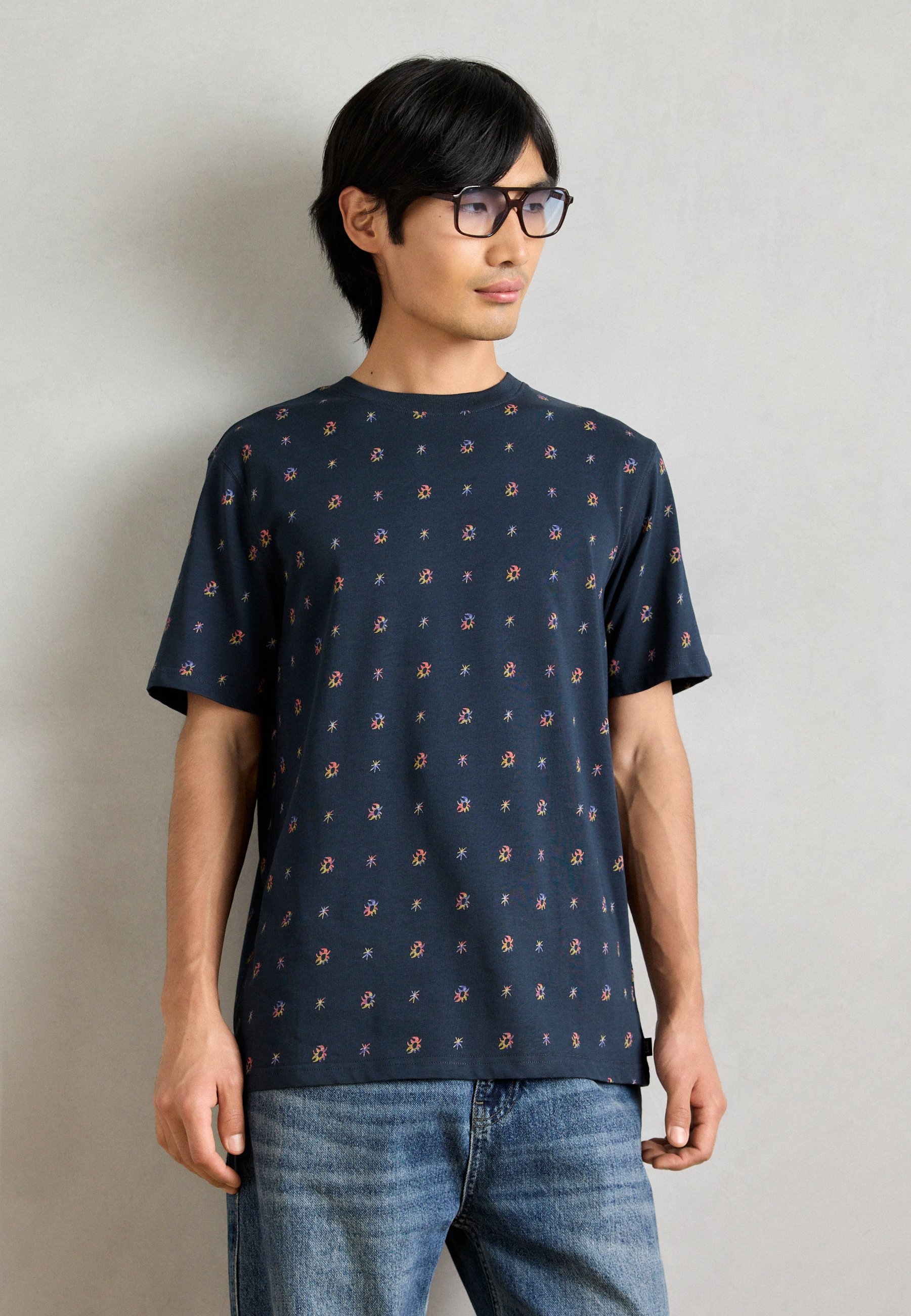 T-shirt en lin mélangé à col rond | DARK NAVY | T-shirts | M&S BE