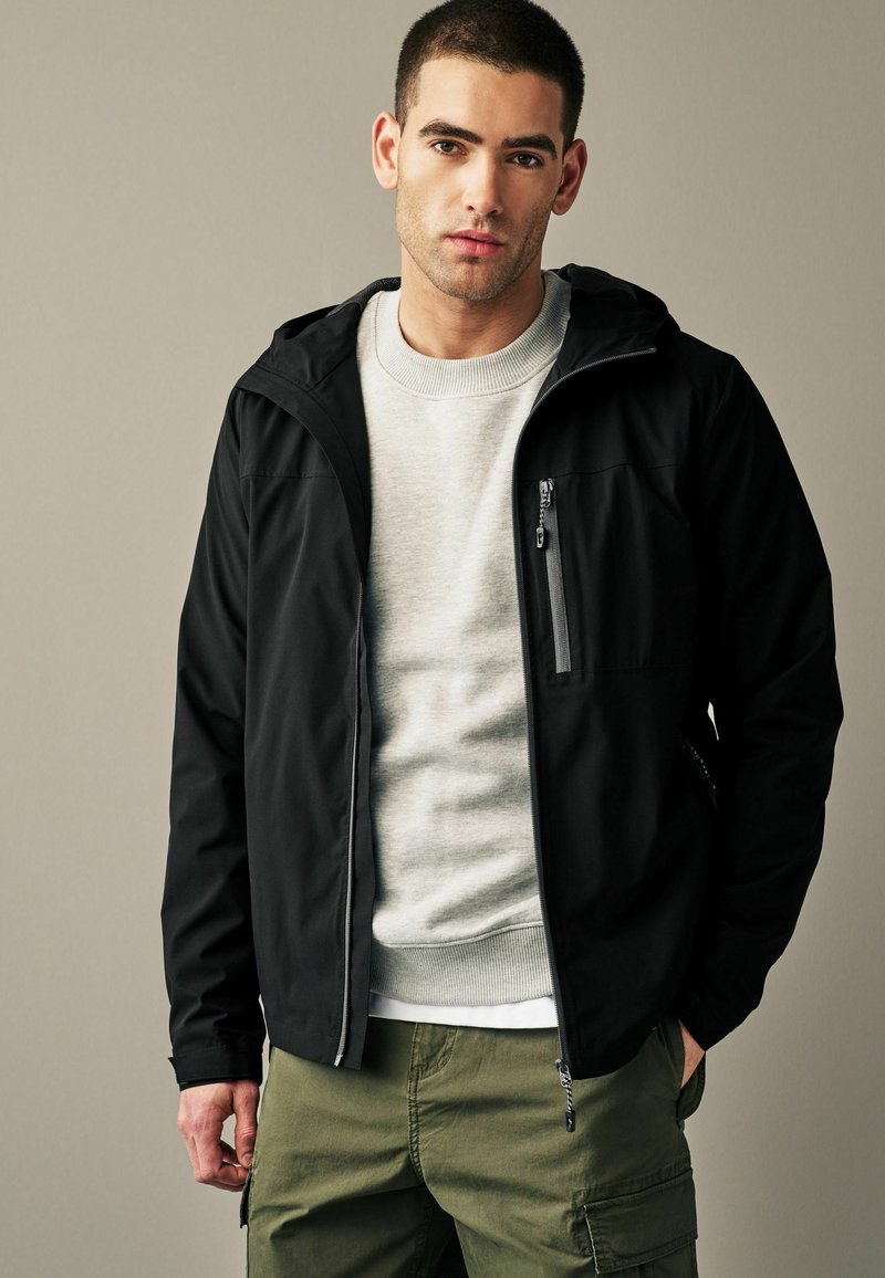 Next HOODED FLEECE LINED SHOWER RESISTANT - Overgangsjakke - black