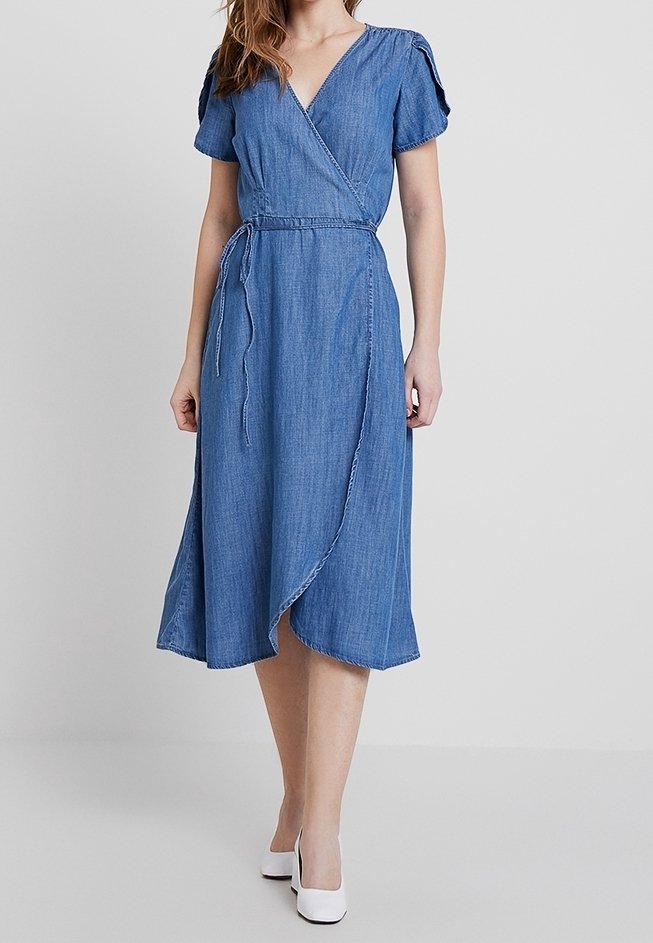 gap denim wrap dress GAP Maxi dress - blue - (Pre-owned)