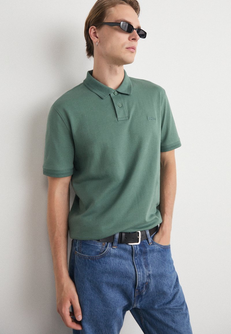 BOSS Bluză polo - open green